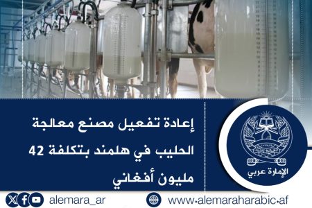 ‏إعادة تفعيل مصنع معالجة الحليب في هلمند بتكلفة 42 مليون أفغاني